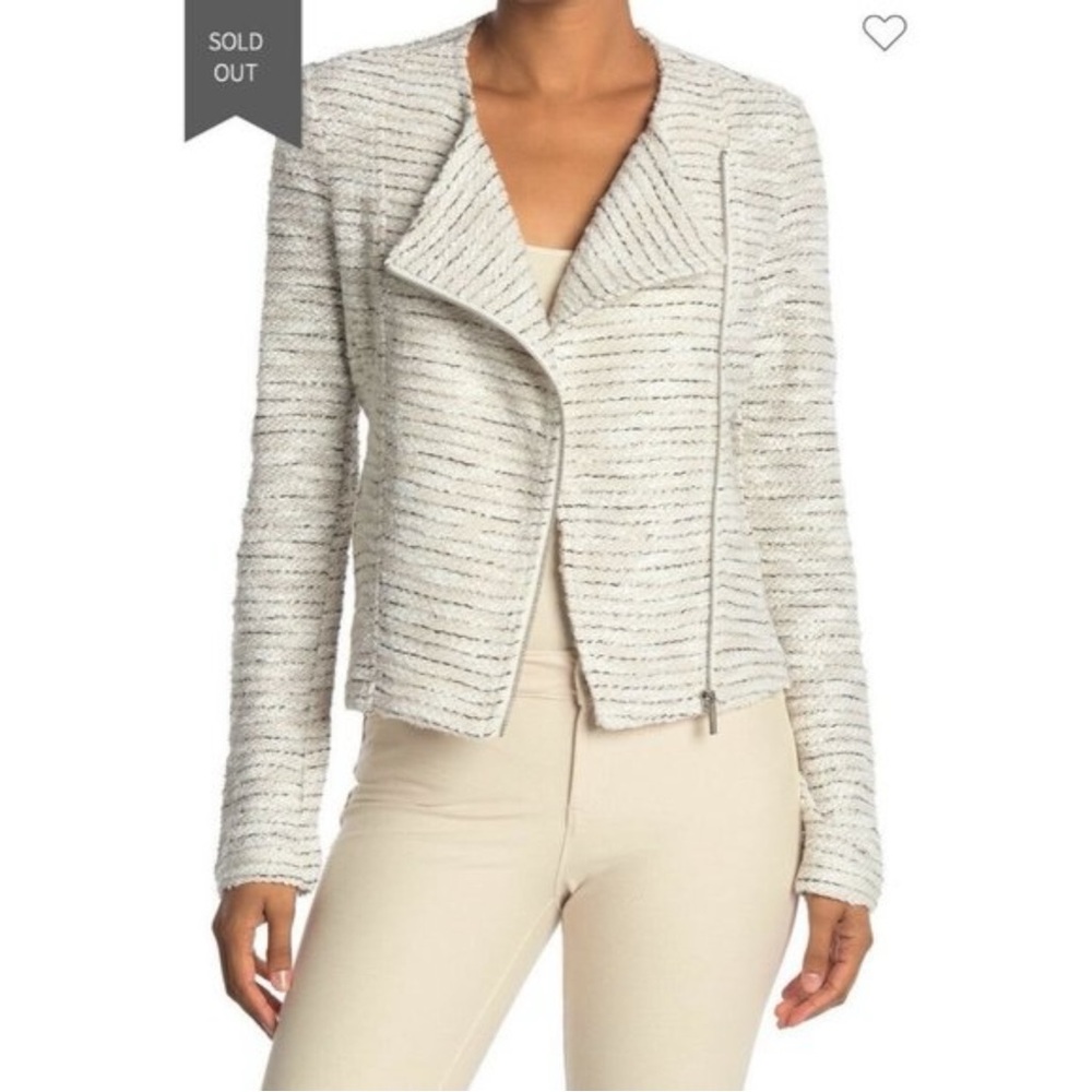Bagatelle Ivory Boucle Moto Jacket - M